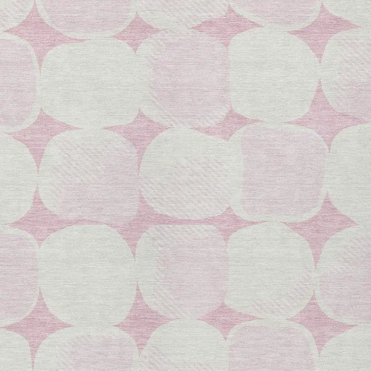 9' X 12' Pink And Ivory Abstract Washable Indoor Outdoor Area Rug