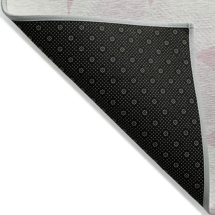 10' X 14' Pink And Ivory Abstract Washable Indoor Outdoor Area Rug