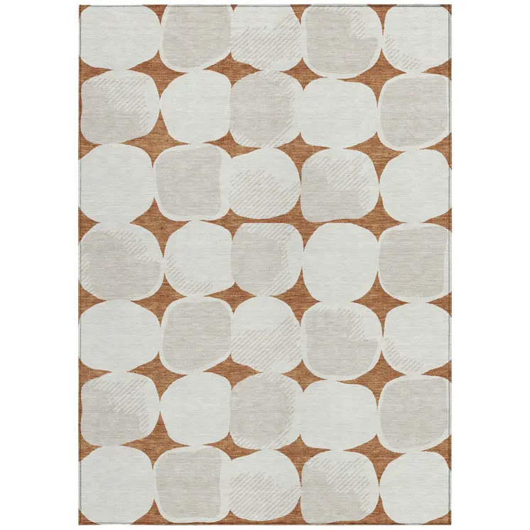 3' X 5' Brown And Ivory Abstract Washable Indoor Outdoor Area Rug
