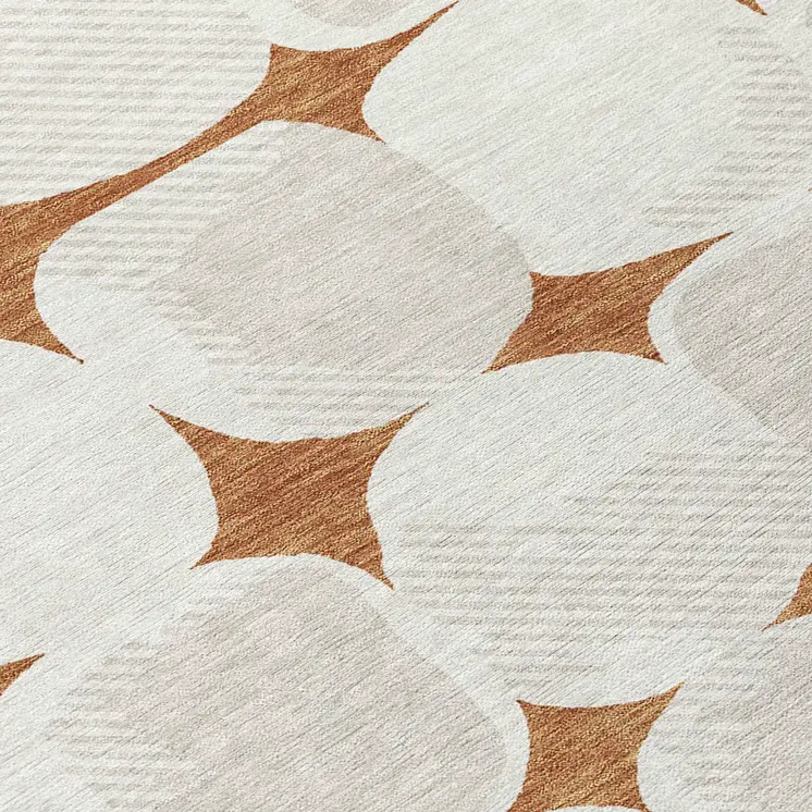 8' Brown And Ivory Round Abstract Washable Indoor Outdoor Area Rug