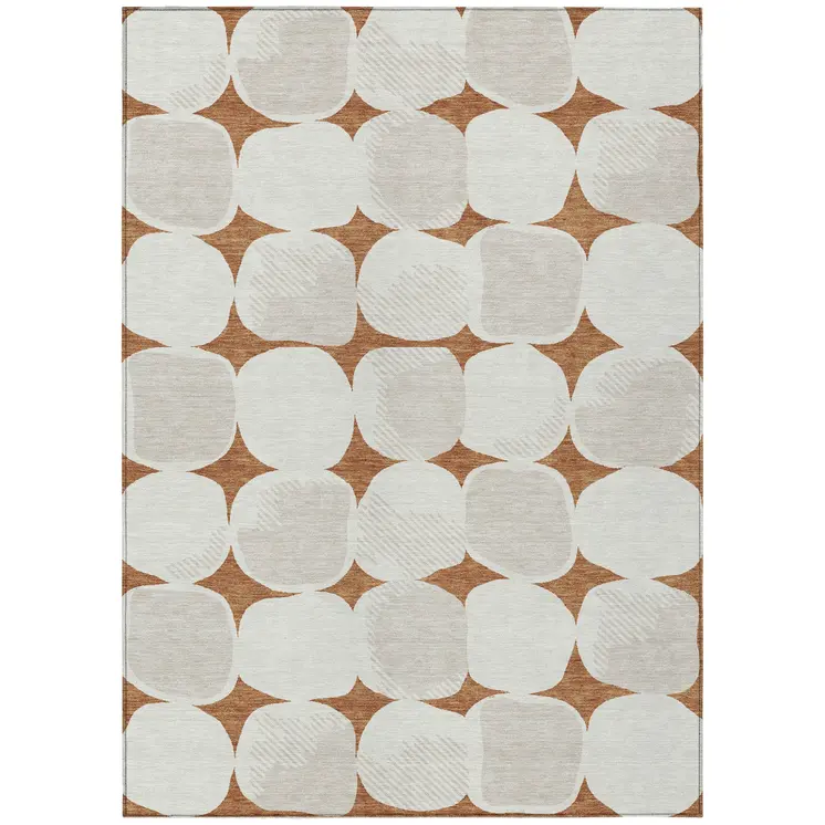 10' X 14' Brown And Ivory Abstract Washable Indoor Outdoor Area Rug
