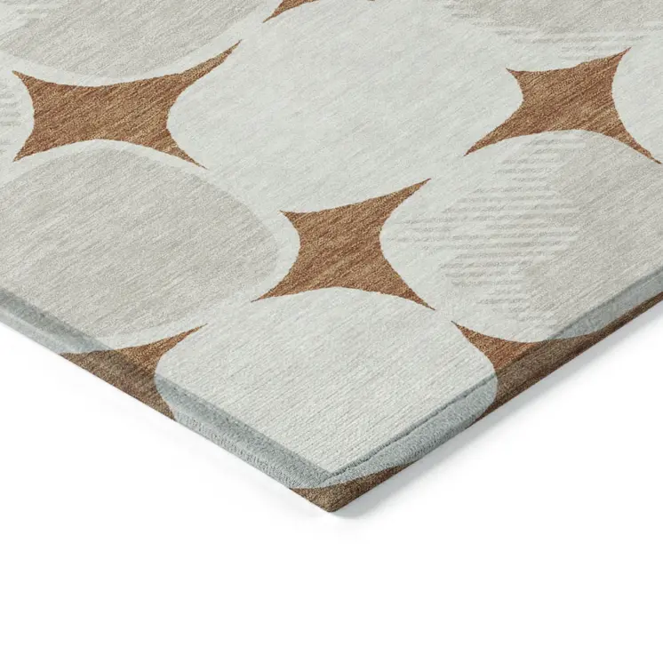 10' X 14' Brown And Ivory Abstract Washable Indoor Outdoor Area Rug