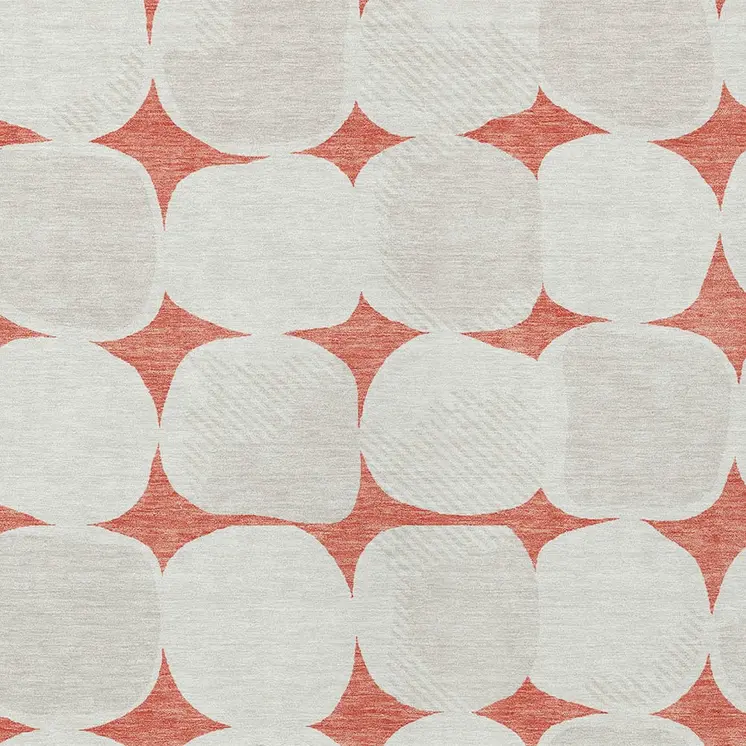 3' X 5' Salmon Beige And Ivory Abstract Washable Indoor Outdoor Area Rug