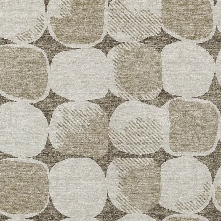 3' X 5' Taupe Beige And Gray Abstract Washable Indoor Outdoor Area Rug