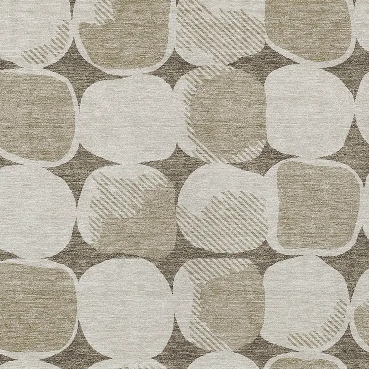 5' X 8' Taupe Beige And Gray Abstract Washable Indoor Outdoor Area Rug