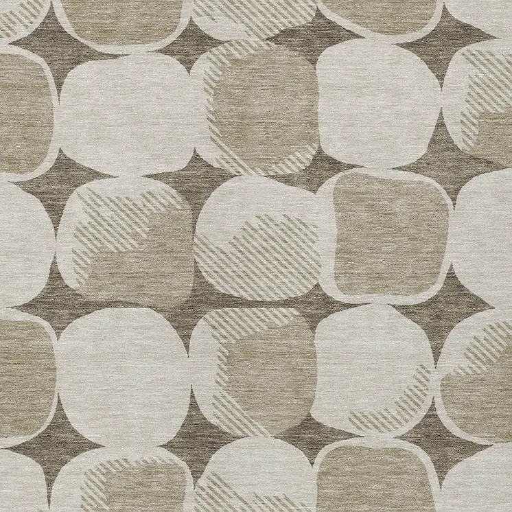 9' X 12' Taupe Beige And Gray Abstract Washable Indoor Outdoor Area Rug