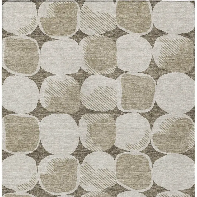 10' X 14' Taupe Beige And Gray Abstract Washable Indoor Outdoor Area Rug