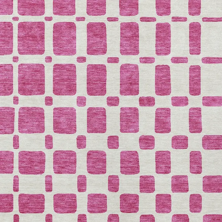 3' X 5' Blush And Ivory Geometric Washable Indoor Outdoor Area Rug