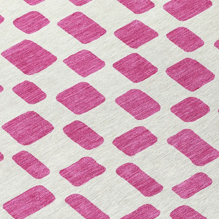 5' X 8' Blush And Ivory Geometric Washable Indoor Outdoor Area Rug