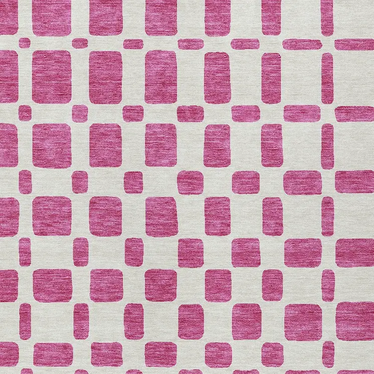 9' X 12' Blush And Ivory Geometric Washable Indoor Outdoor Area Rug
