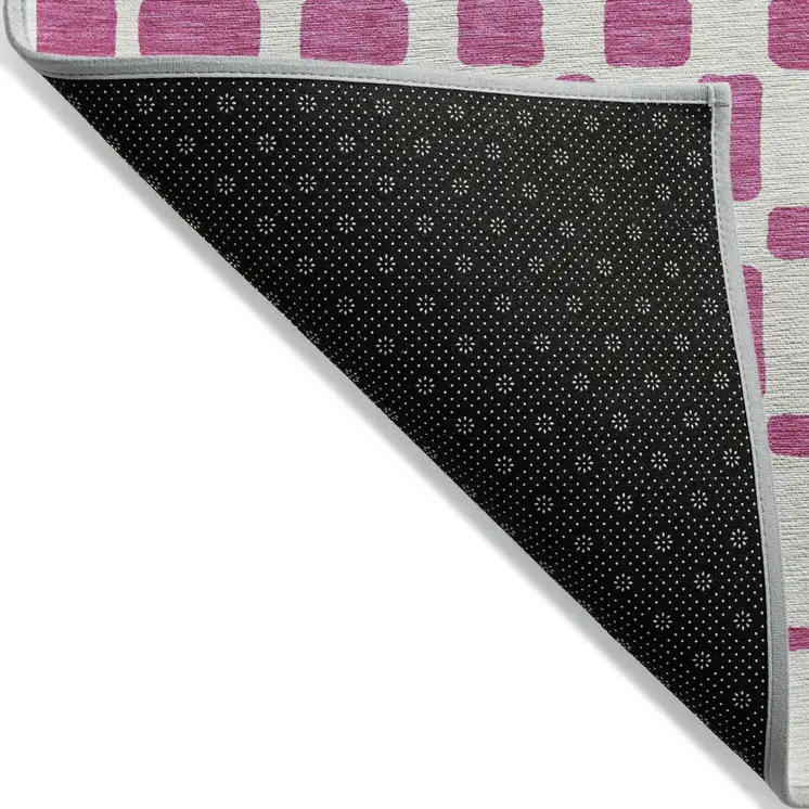10' X 14' Blush And Ivory Geometric Washable Indoor Outdoor Area Rug
