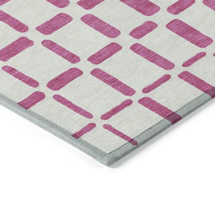 10' X 14' Blush And Ivory Geometric Washable Indoor Outdoor Area Rug