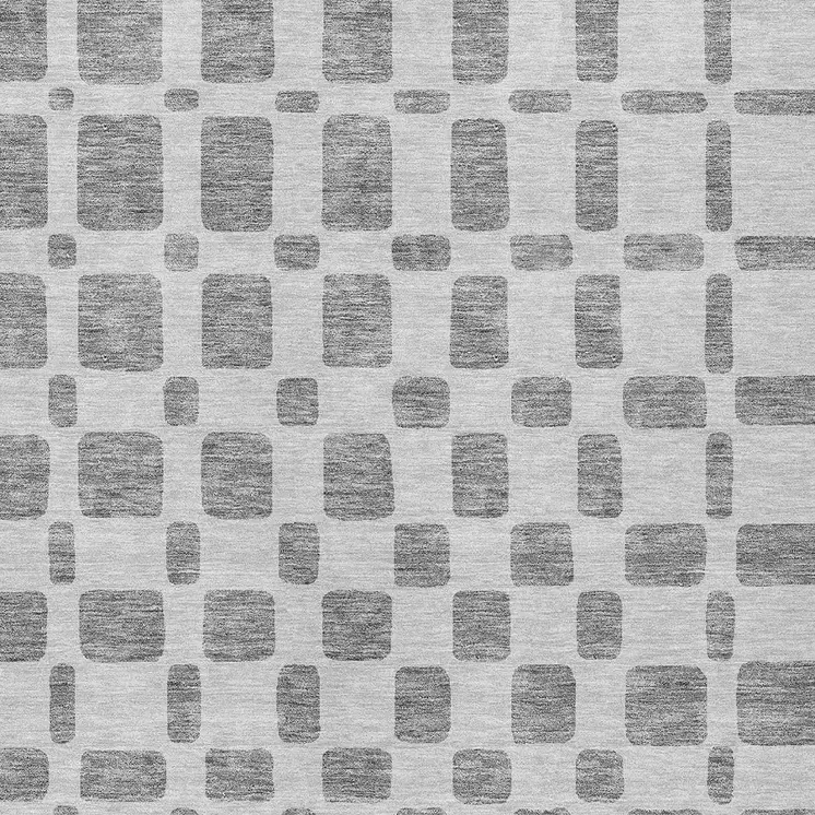 5' X 8' Gray And Ivory Geometric Washable Indoor Outdoor Area Rug