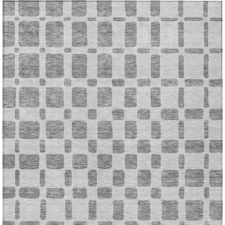 10' X 14' Gray And Ivory Geometric Washable Indoor Outdoor Area Rug