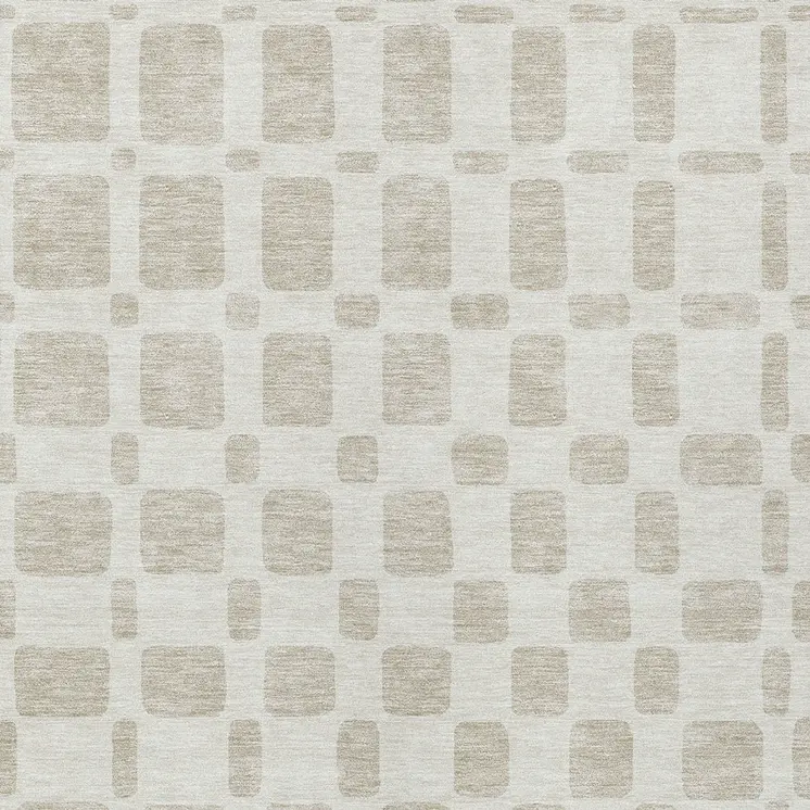 3' X 5' Ivory And Brown Geometric Washable Indoor Outdoor Area Rug
