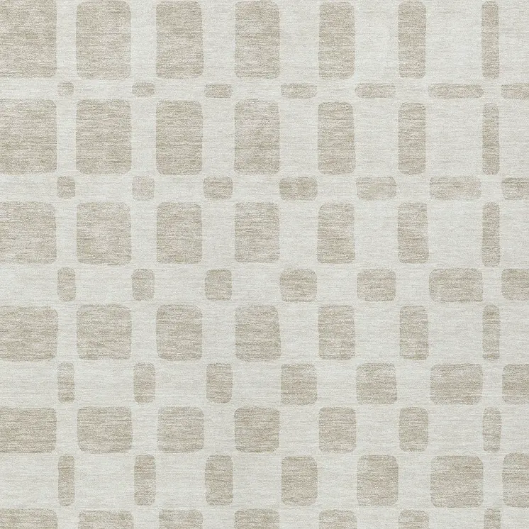 5' X 8' Ivory And Brown Geometric Washable Indoor Outdoor Area Rug