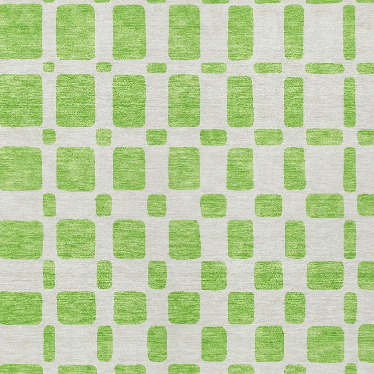 5' X 8' Lime Green And Ivory Geometric Washable Indoor Outdoor Area Rug