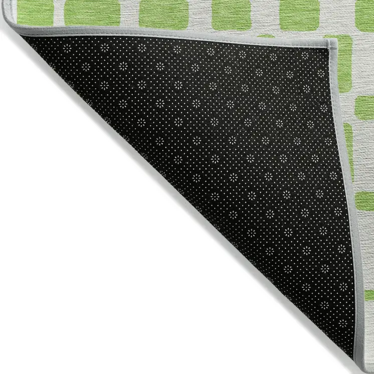 8' X 10' Lime Green And Ivory Geometric Washable Indoor Outdoor Area Rug