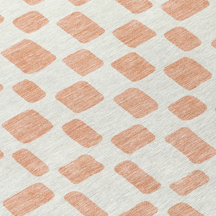 3' X 5' Peach And Beige Geometric Washable Indoor Outdoor Area Rug