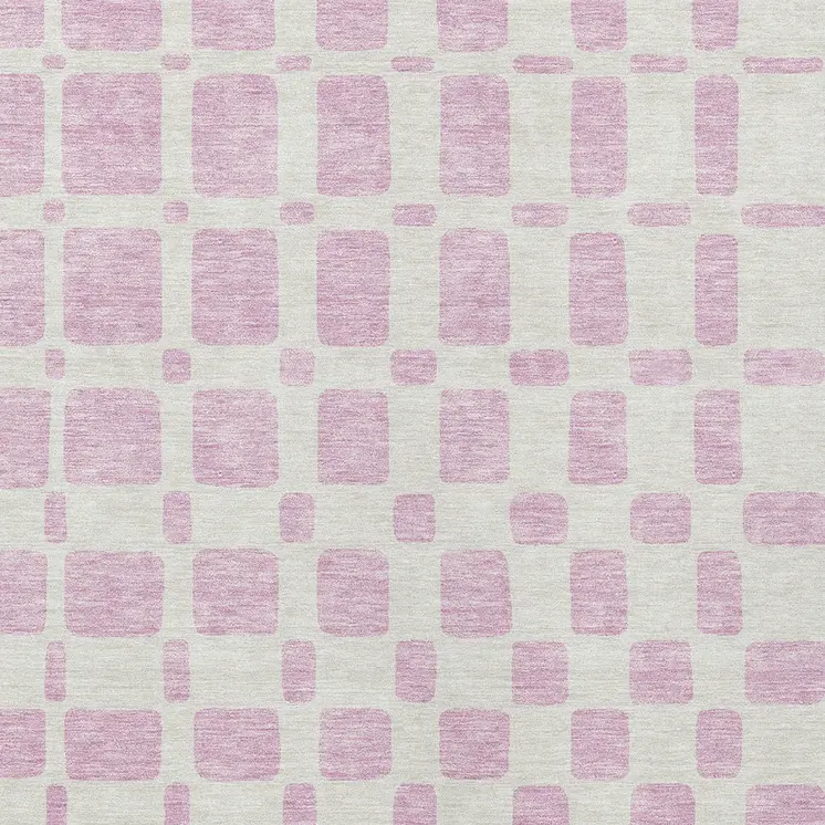 8' X 10' Pink And Ivory Geometric Washable Indoor Outdoor Area Rug