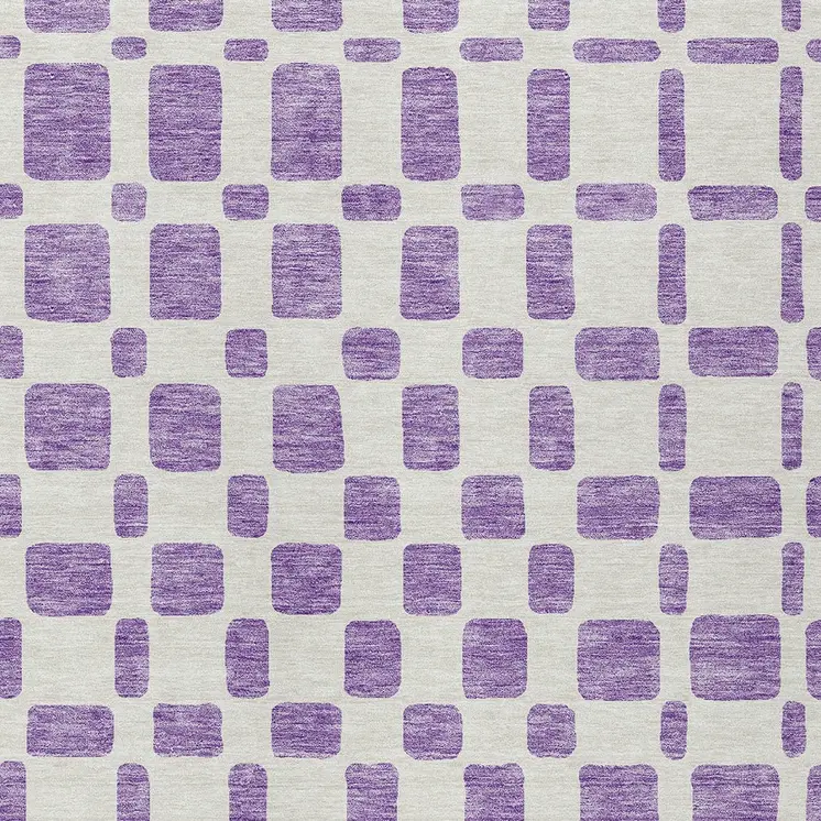 5' X 8' Purple And Ivory Geometric Washable Indoor Outdoor Area Rug