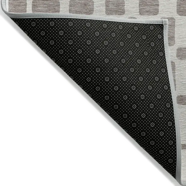 3' X 5' Taupe And Beige Geometric Washable Indoor Outdoor Area Rug