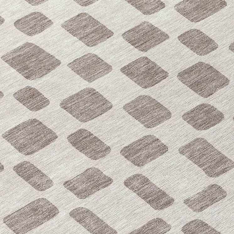 8' Taupe And Beige Round Geometric Washable Indoor Outdoor Area Rug