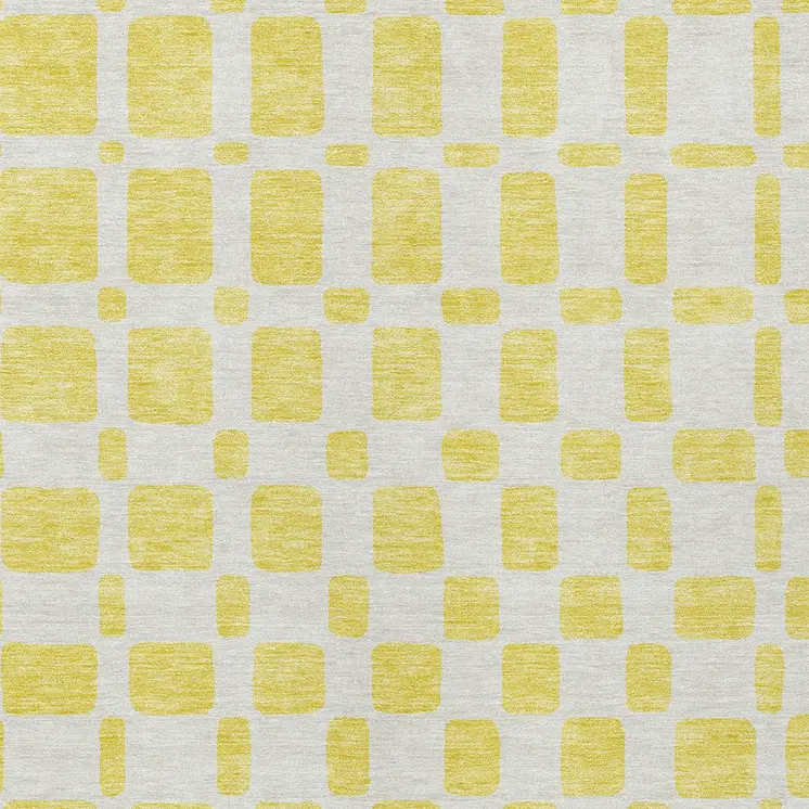 5' X 8' Yellow And Gray Geometric Washable Indoor Outdoor Area Rug