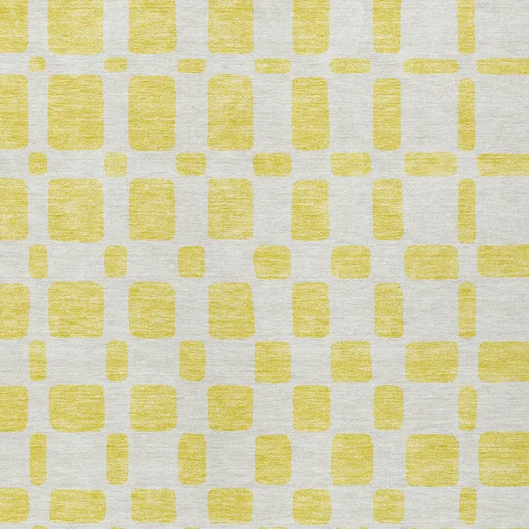9' X 12' Yellow And Gray Geometric Washable Indoor Outdoor Area Rug