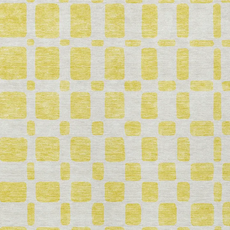 10' X 14' Yellow And Gray Geometric Washable Indoor Outdoor Area Rug