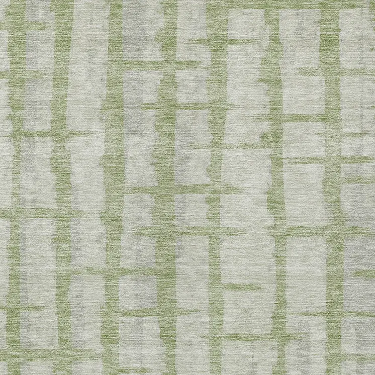 3' X 5' Artichoke Green And Gray Striped Washable Indoor Outdoor Area Rug
