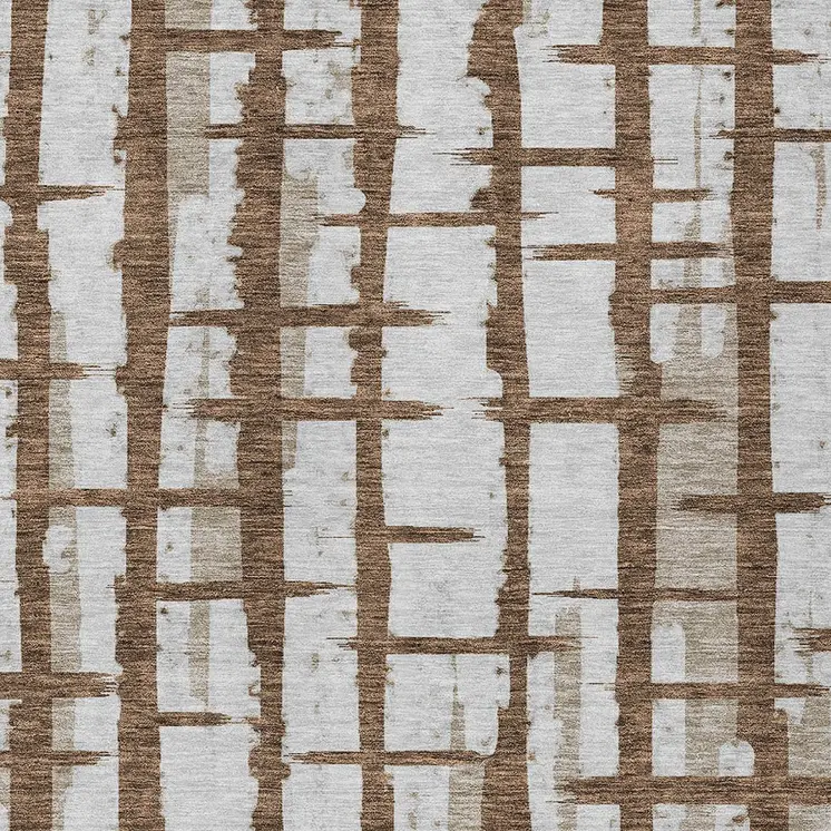8' X 10' Chocolate And Beige Striped Washable Indoor Outdoor Area Rug