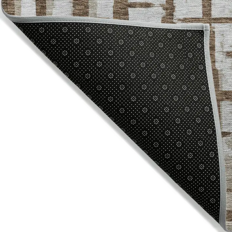 10' X 14' Chocolate And Beige Striped Washable Indoor Outdoor Area Rug