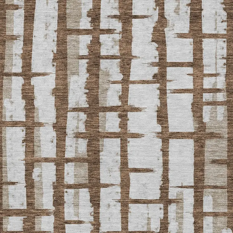 10' X 14' Chocolate And Beige Striped Washable Indoor Outdoor Area Rug