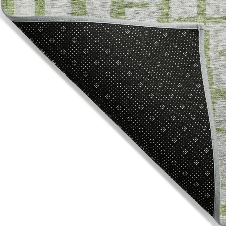 3' X 5' Green And Gray Striped Washable Indoor Outdoor Area Rug