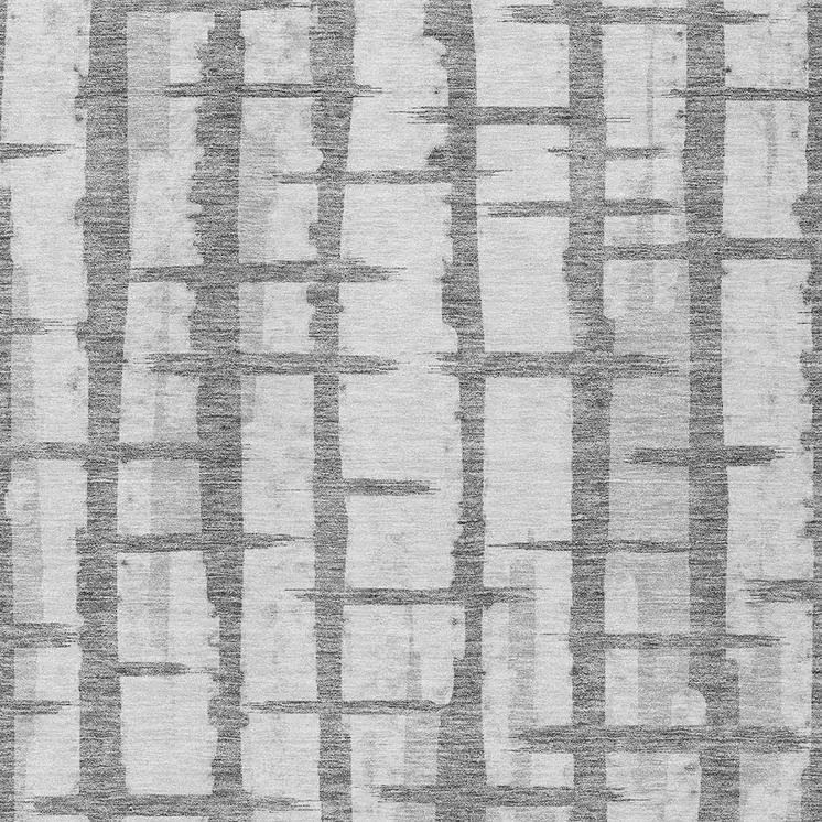3' X 5' Gray And Ivory Striped Washable Indoor Outdoor Area Rug