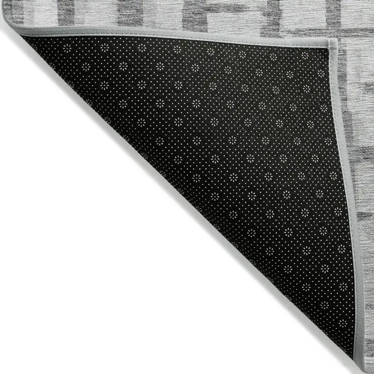 5' X 8' Gray And Ivory Striped Washable Indoor Outdoor Area Rug