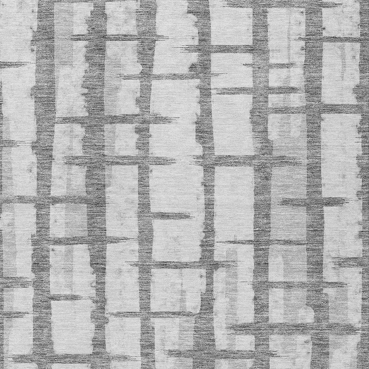 8' X 10' Gray And Ivory Striped Washable Indoor Outdoor Area Rug