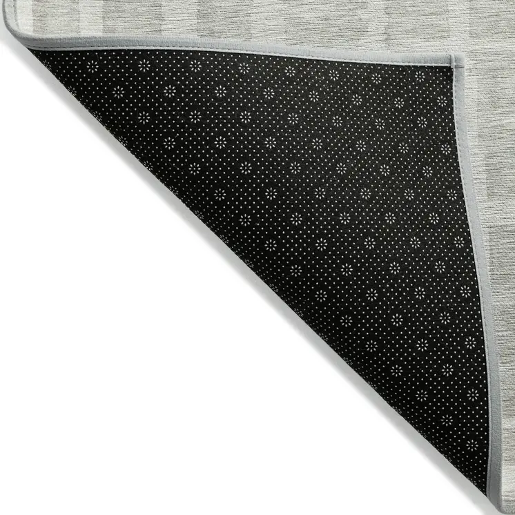 10' X 14' Ivory And Gray Striped Washable Indoor Outdoor Area Rug