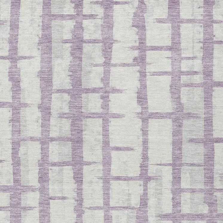 3' X 5' Lavender And Ivory Striped Washable Indoor Outdoor Area Rug