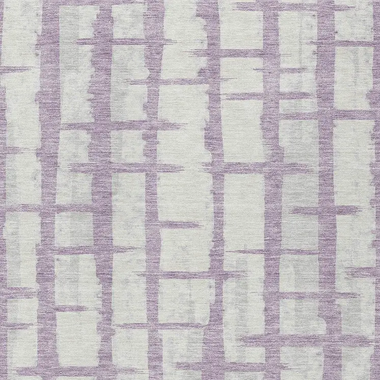 8' X 10' Lavender And Ivory Striped Washable Indoor Outdoor Area Rug