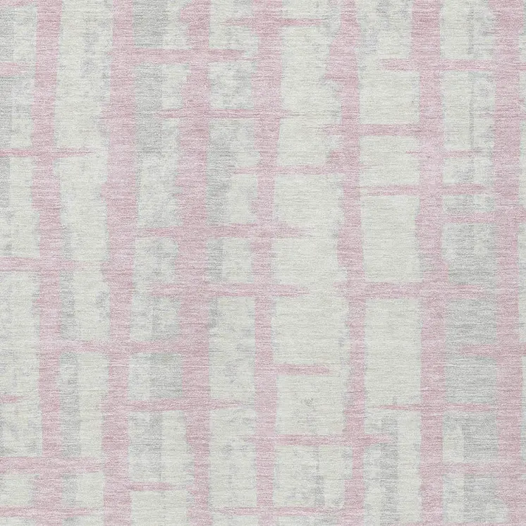 9' X 12' Pink Gray And Ivory Striped Washable Indoor Outdoor Area Rug