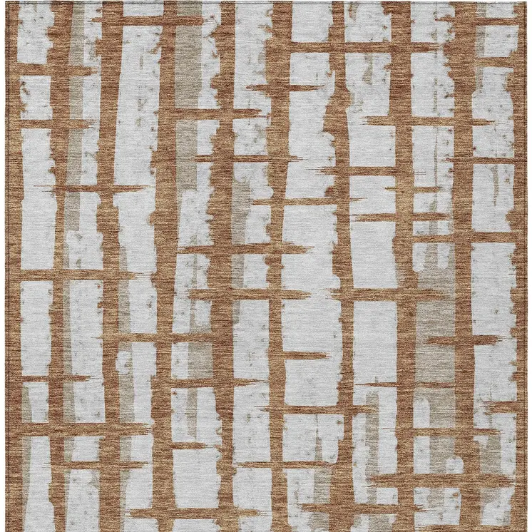 3' X 5' Brown Beige And Ivory Striped Washable Indoor Outdoor Area Rug