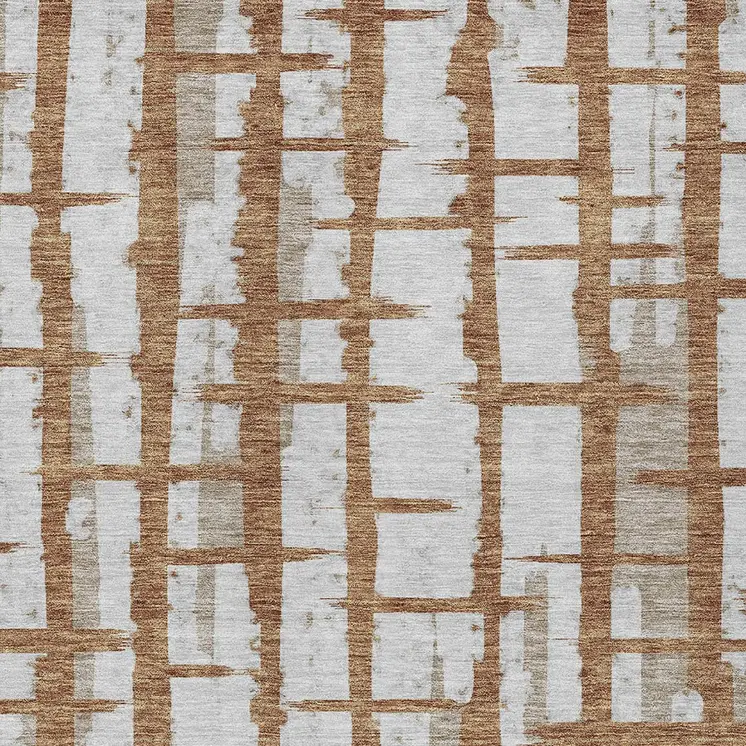 5' X 8' Brown Beige And Ivory Striped Washable Indoor Outdoor Area Rug