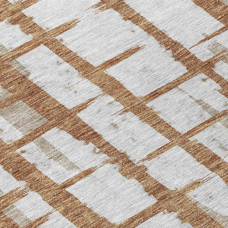 8' Brown Beige And Ivory Round Striped Washable Indoor Outdoor Area Rug