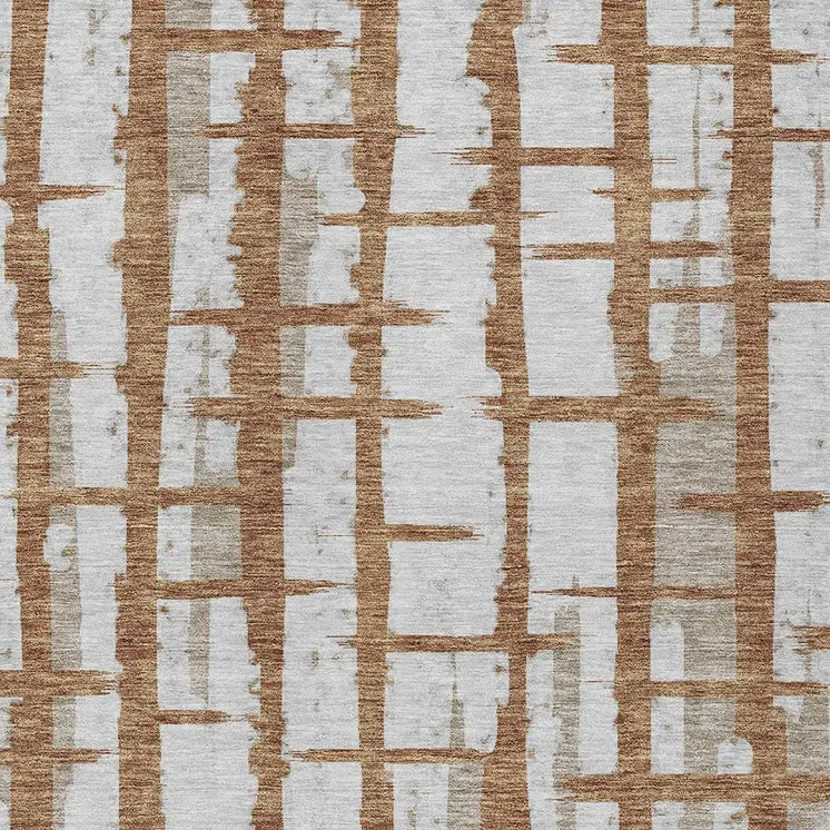 8' X 10' Brown Beige And Ivory Striped Washable Indoor Outdoor Area Rug