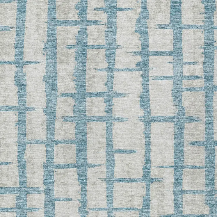 3' X 5' Sky Blue And Gray Striped Washable Indoor Outdoor Area Rug