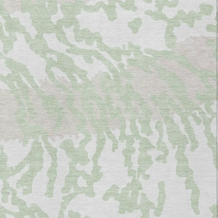 3' X 5' Artichoke Green Beige And Ivory Animal Print Washable Indoor Outdoor Area Rug