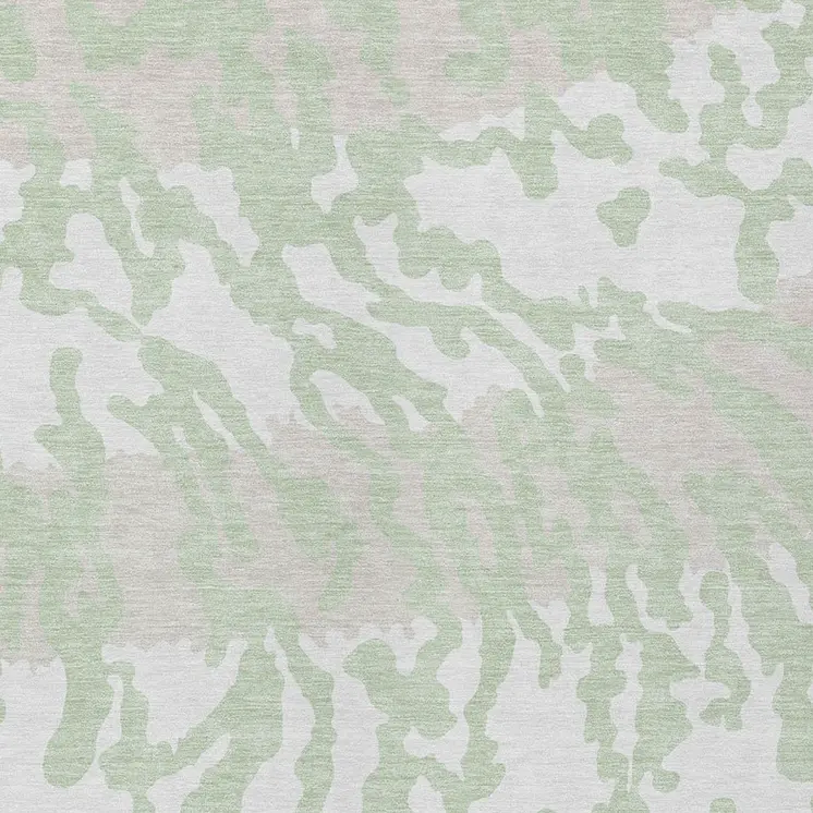 5' X 8' Artichoke Green Beige And Ivory Animal Print Washable Indoor Outdoor Area Rug