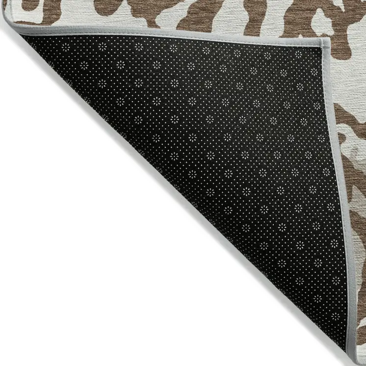 5' X 8' Chocolate Beige And Ivory Animal Print Washable Indoor Outdoor Area Rug